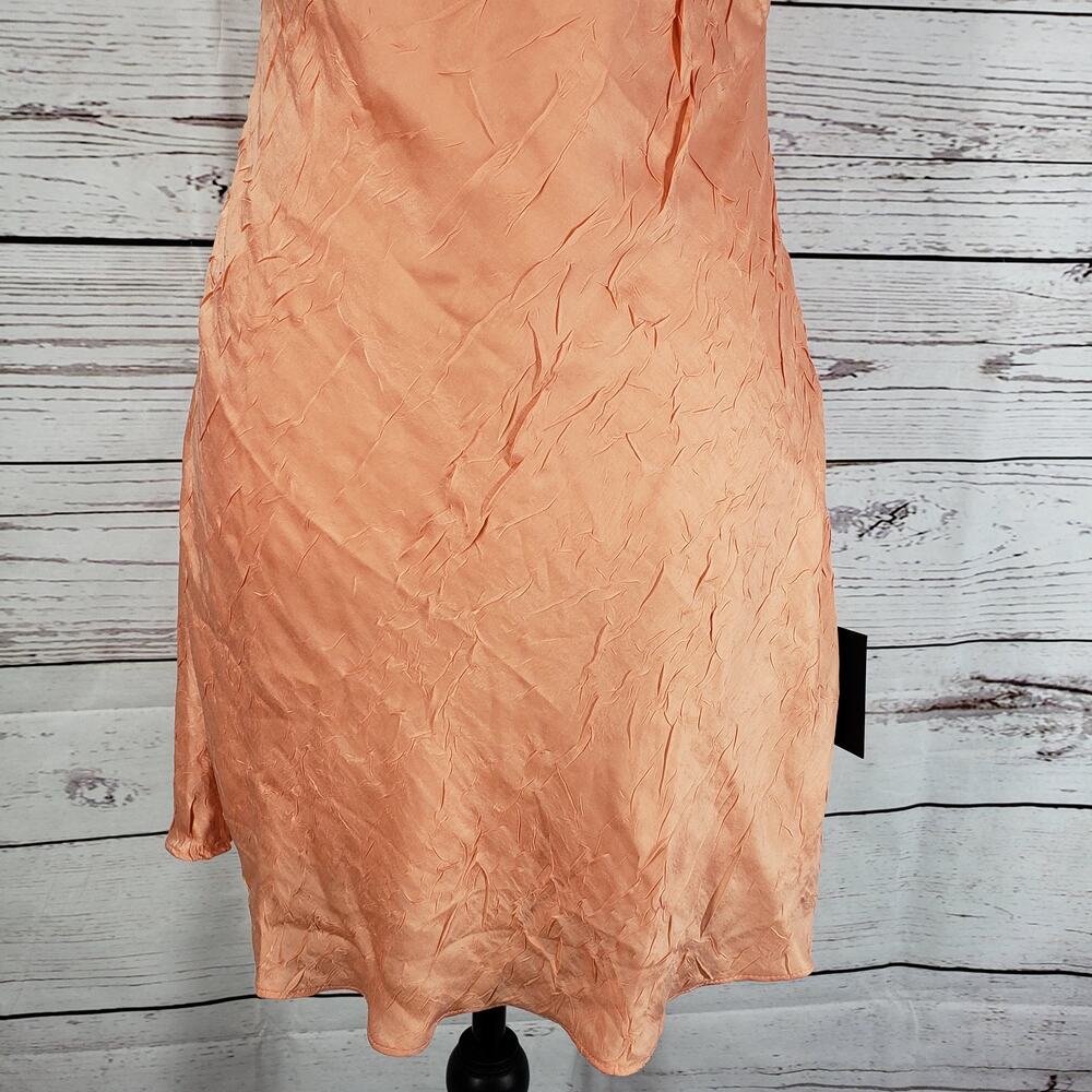 Lulus New Women's Peach Orange Crinkle Satin Mini Slip Dress Size M - Picture 4 of 12